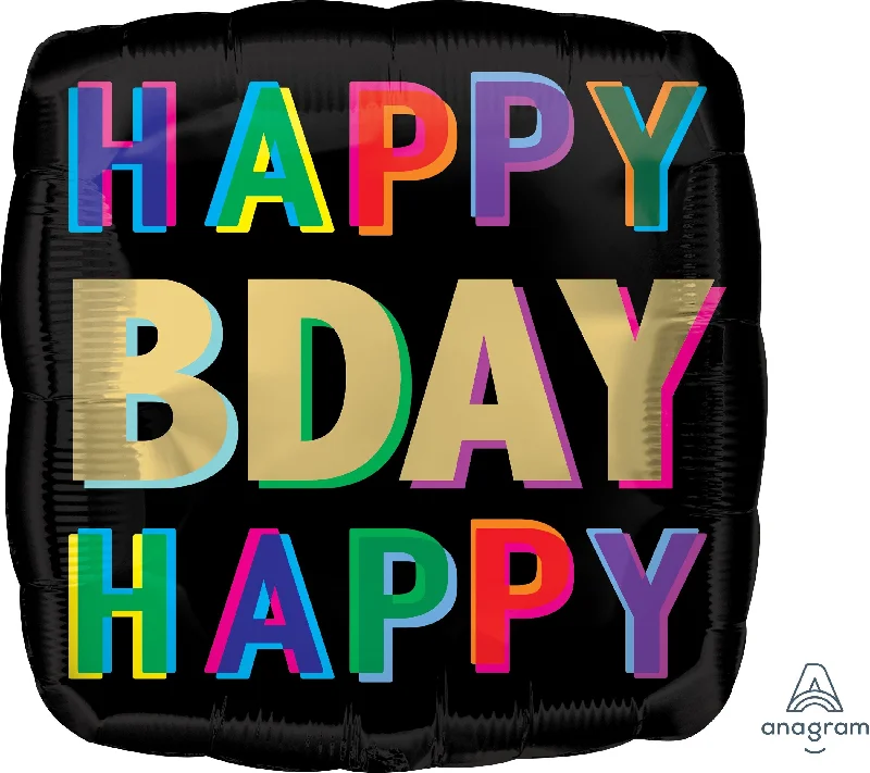 Happy Birthday Offset Letters Mylar Balloon, 18" | 1 ct