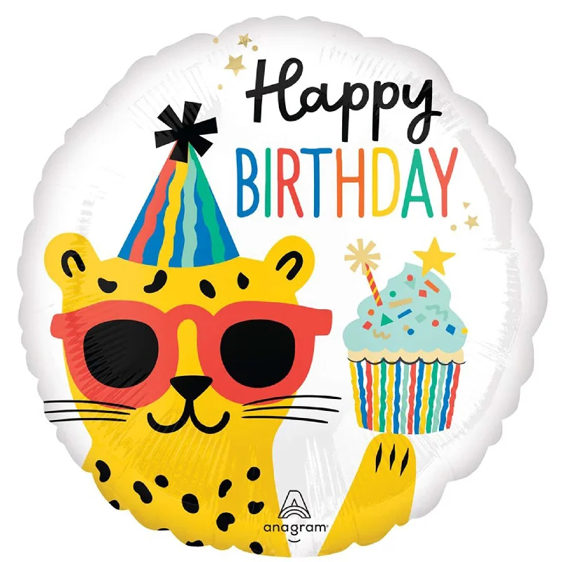 Happy Birthday Party Animal Round Mylar Balloon, 18" | 1 ct