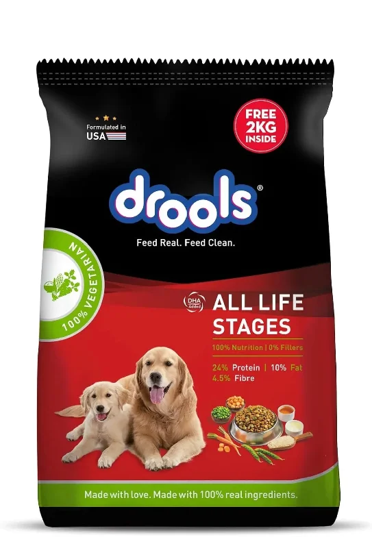 Drools 100% Vegetarian all ages Dog Food, 8kg +2kg