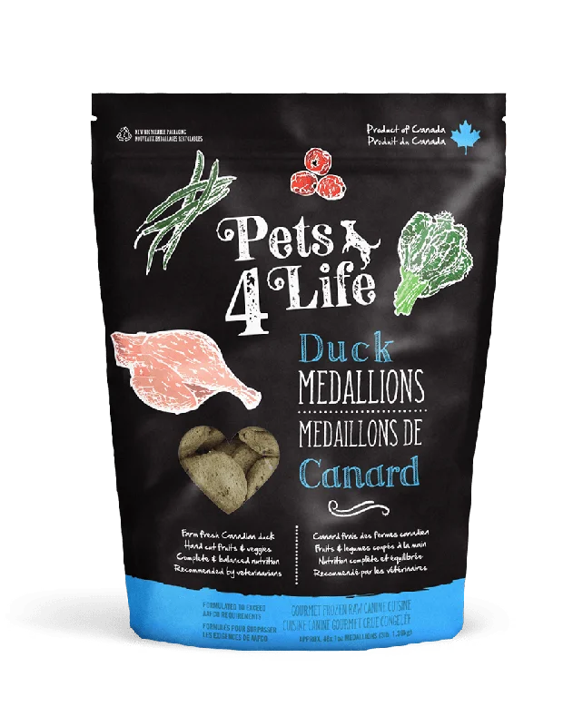 Duck Medallions 3lb - Frozen Dog Raw Food - Pets4Life