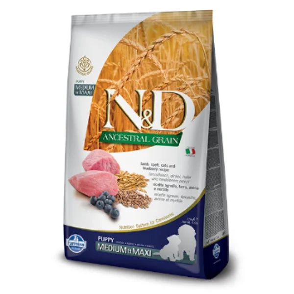 Farmina N&D Natural & Delicious Low Grain Medium & Maxi Puppy Lamb & Blueberry Dry Dog Food