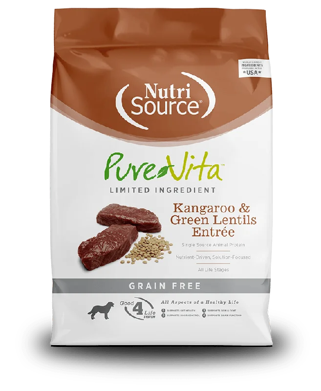 Kangaroo & Green Lentils Entrée Grain Free Limited Ingredient Dog Food-PureVita - NutriSource - Dry Dog Food