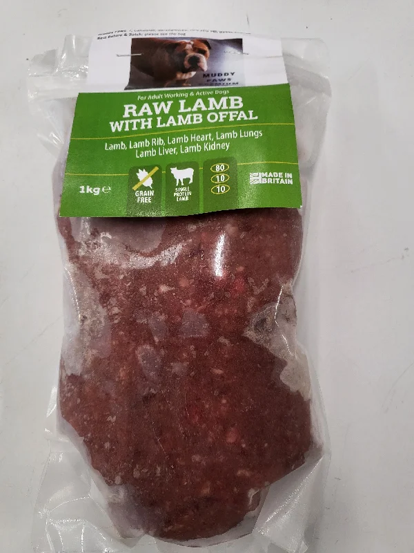 Muddy Paws Working Dog Lamb Raw 80/10/10 1kg Mince