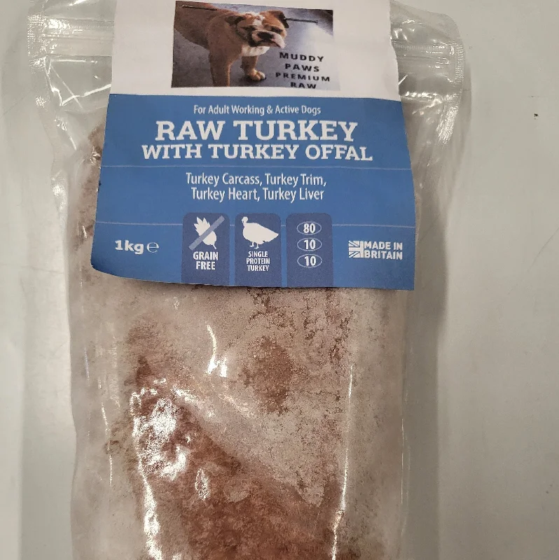 Muddy Paws Working Dog Turkey Raw 80/10/10 1kg Mince