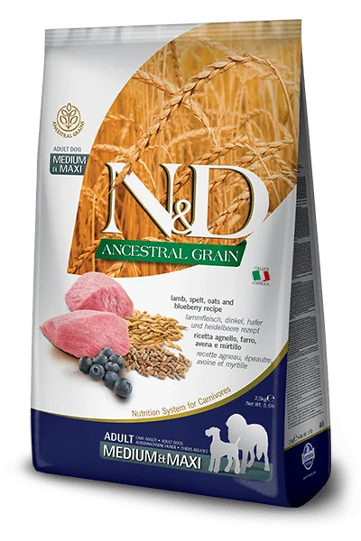 Natural & Delicious Ancestral Grain Lamb & Blueberry Adult Medium & Maxi - Dry Dog Food - Farmina