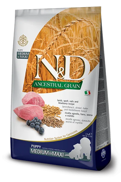 Natural & Delicious Ancestral Grain Lamb & Blueberry Puppy Medium & Maxi - Natural & Delicious - Dry Dog Food - Farmina