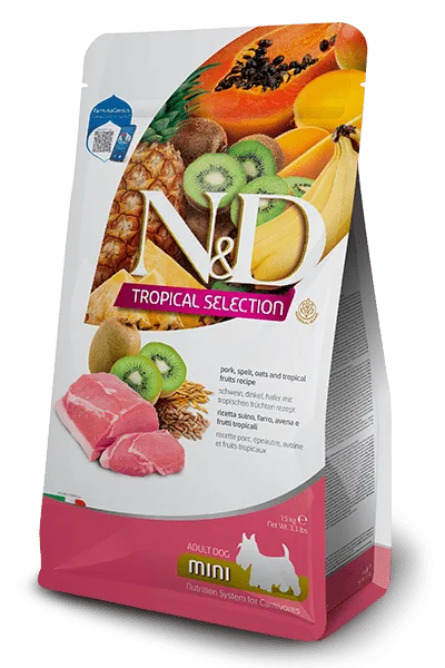 Natural & Delicious Pork, Spelt, Oats And Tropical Fruits Adult Mini - Dry Dog Food - Farmina