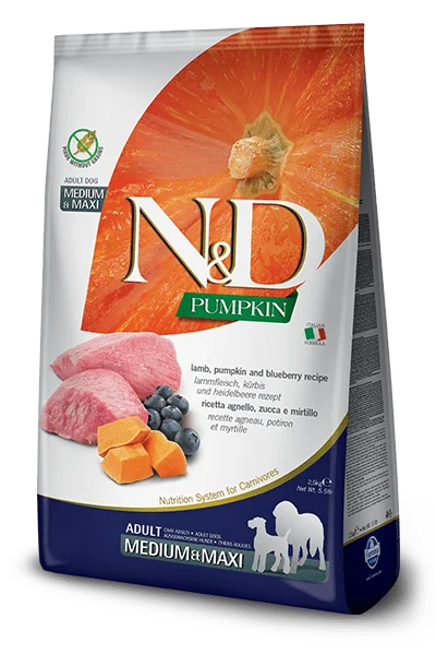 Natural & Delicious Pumpkin Lamb & Blueberry Adult Medium & Maxi - Dry Dog Food - Farmina