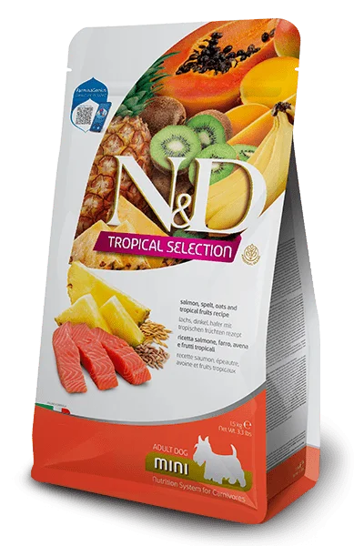 Natural & Delicious Salmon, Spelt, Oats And Tropical Fruits Adult Mini - Dry Dog Food - Farmina