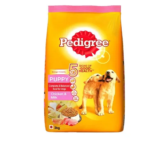 Pedigree Dry Dog Food, Chicken & Milk for Puppy – 3 kg (pack of 2)