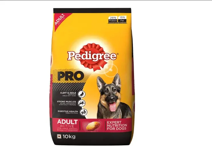 Pedigree Pro Expert Nutrition Dry Food for Active Adult Dogs, 10 kg