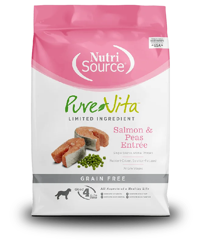 Salmon & Peas Entrée Grain Free Limited Ingredient Dog Food-PureVita  - NutriSource - Dry Dog Food