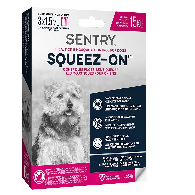 Sentry Squeez-On Flea, Tick & Mosquito Control, For Dogs (up to 15 kg) - Sentry