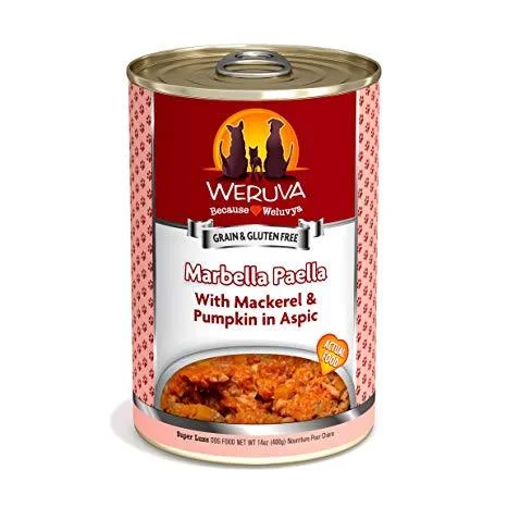 Weruva Marbella Paella with Mackerel & Pumpkin in Aspic' 12 x 14 oz cans