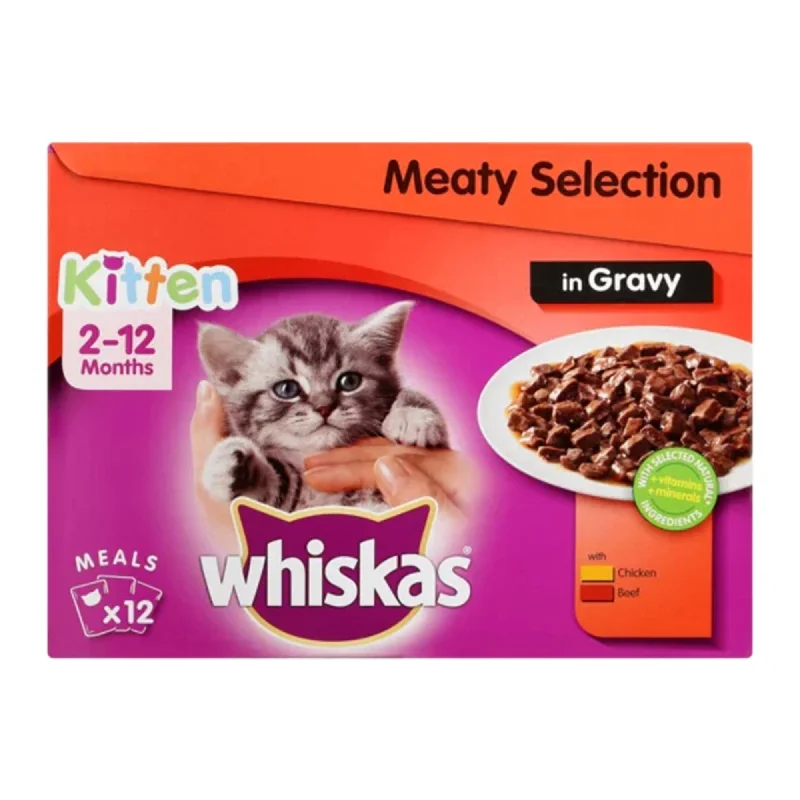 WHISKAS KITTEN MEAT SELECT GRAVY 12 X 85G