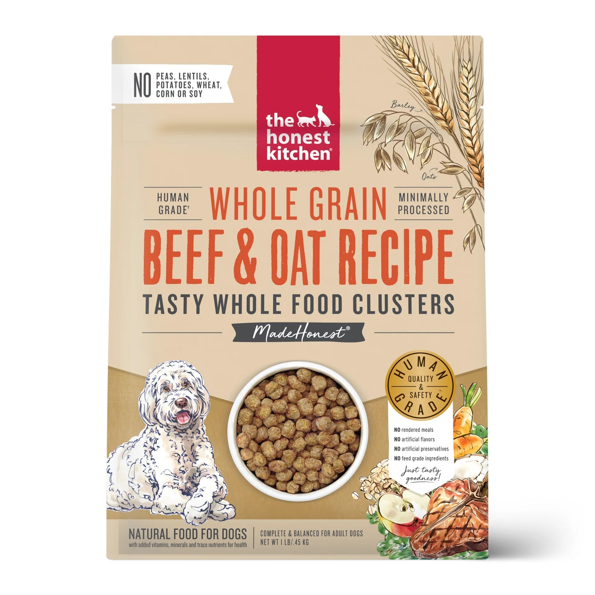 Whole Grain Beef & Oat Clusters - Dry Dog Food - The Honest Kitchen