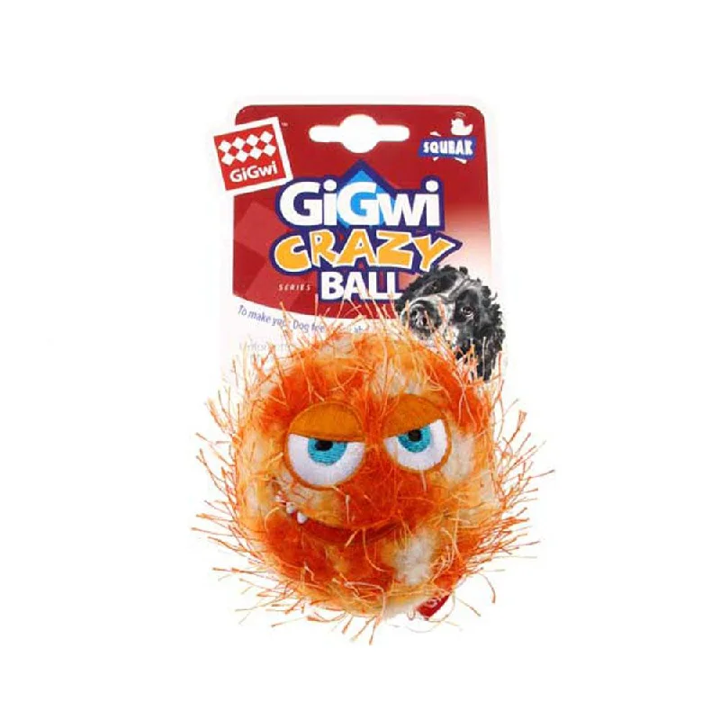 'GiGwi Crazy Ball' with foam rubber ball and squeaker Medium- (Orange)