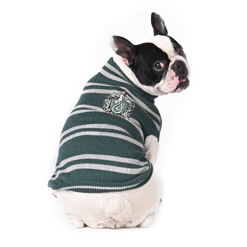 Slytherin Green Stripes Dog Sweater